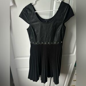 Armani Exchange Black Mini Dress with Pleated Skirt